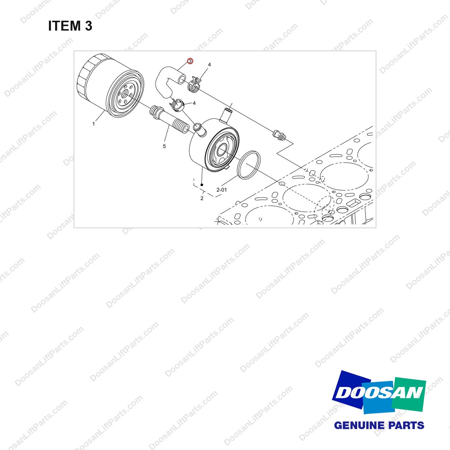 420107-01127 OIL COOLER GP - full parts diagram, item 3 marked - genuine Doosan / Bobcat forklift part