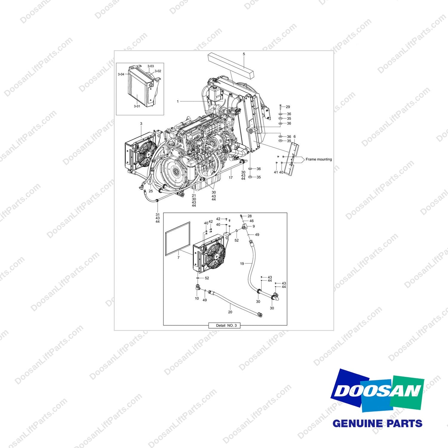 420108-01356 LINE GROUP;COOLER;DV180;TIER-4 - full parts diagram - genuine Doosan / Bobcat forklift part