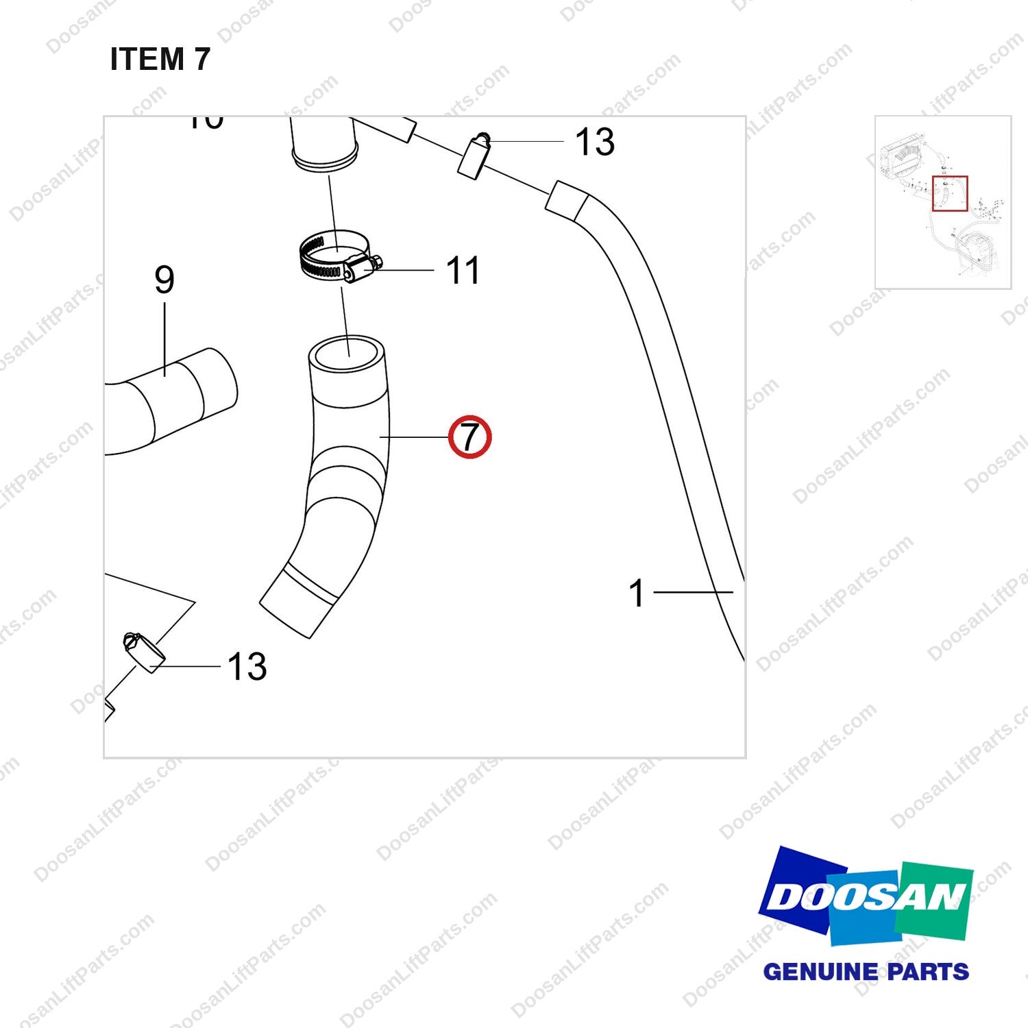 420108-02029 CH/OV AR-HEATER - parts diagram, item 7 shown - genuine Doosan / Bobcat forklift part