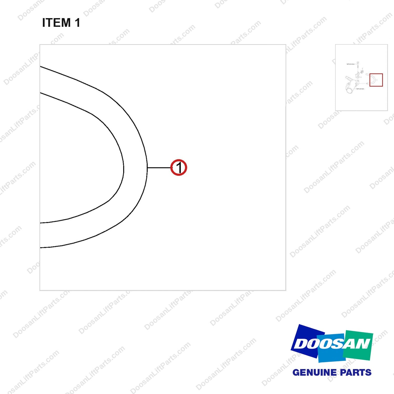 420108-02066 HOSE,VACUUM;GCT K25 CERT ENGINE - parts diagram, item 1 shown - genuine Doosan / Bobcat forklift part