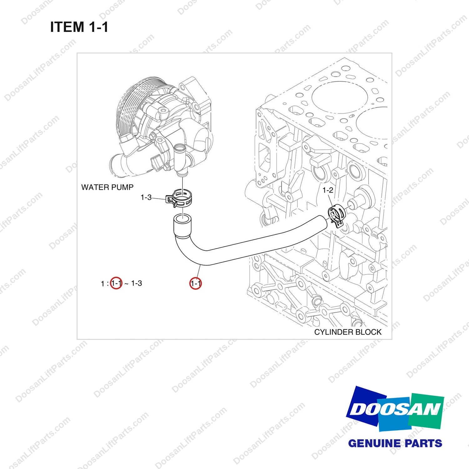 420108-02077 EGR - full parts diagram, item 1-1 marked - genuine Doosan / Bobcat forklift part