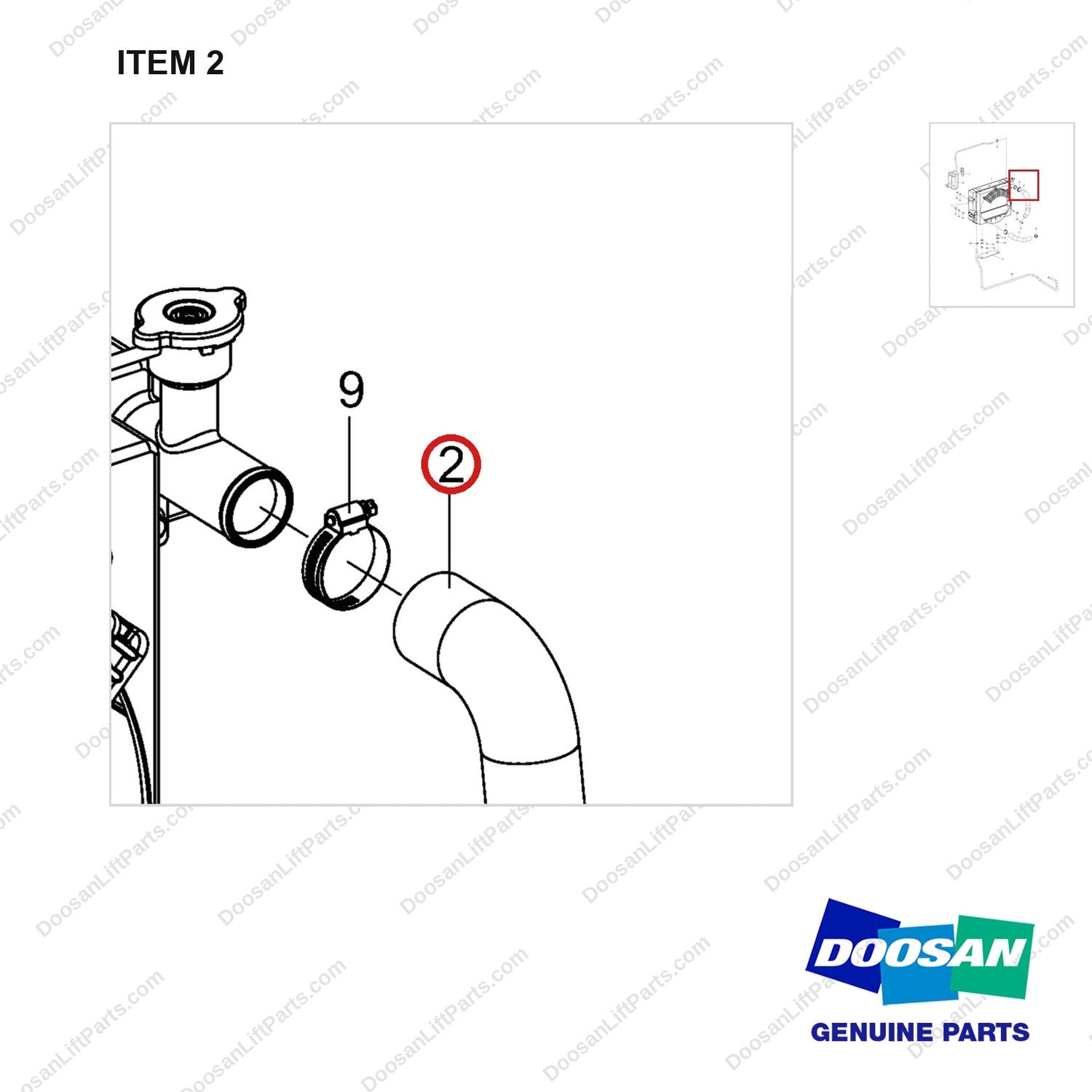 420108-02084 RADIATOR GROUP - parts diagram, item 2 shown - genuine Doosan / Bobcat forklift part