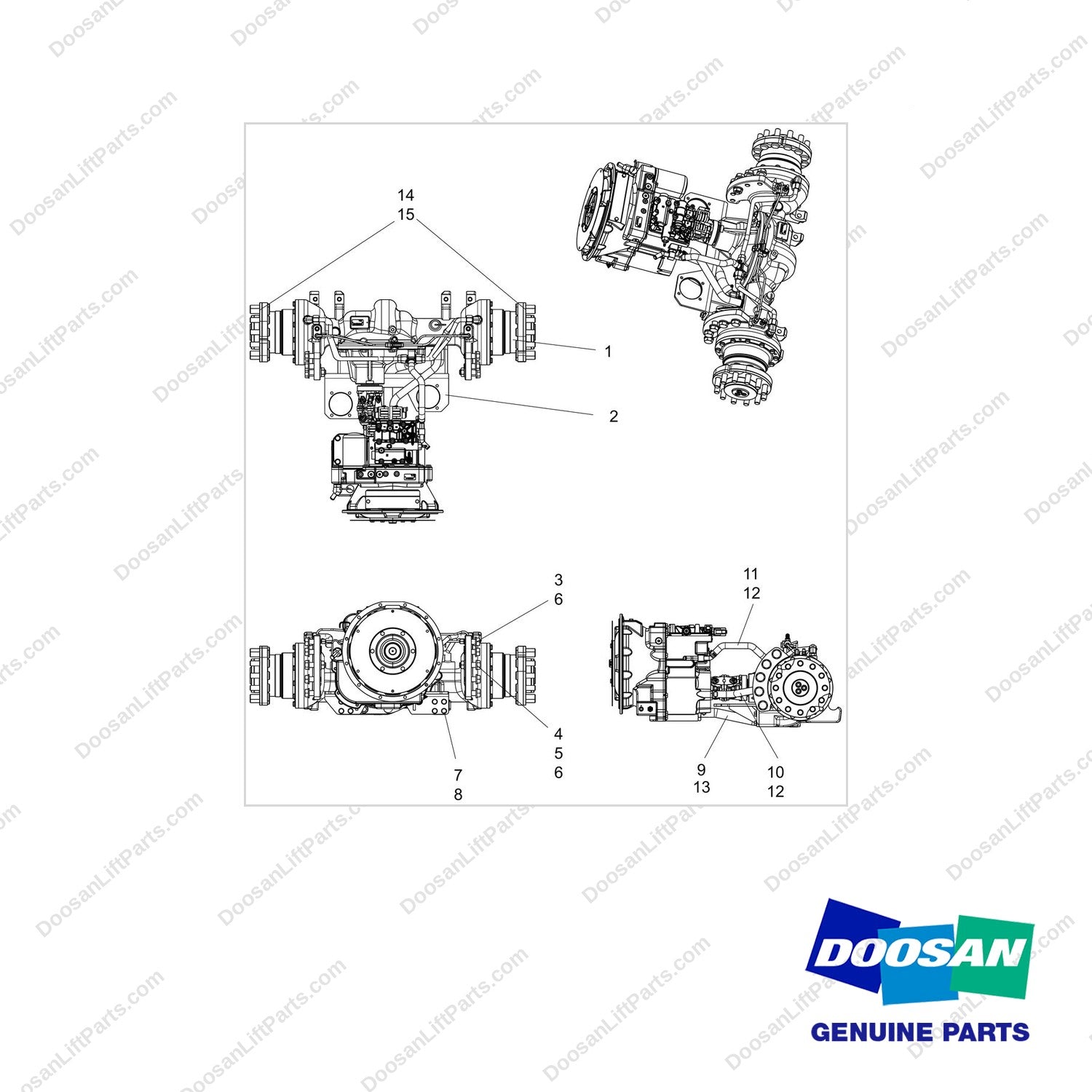 420108-02699 AXLE GROUP,DRIVE - full parts diagram - genuine Doosan / Bobcat forklift part