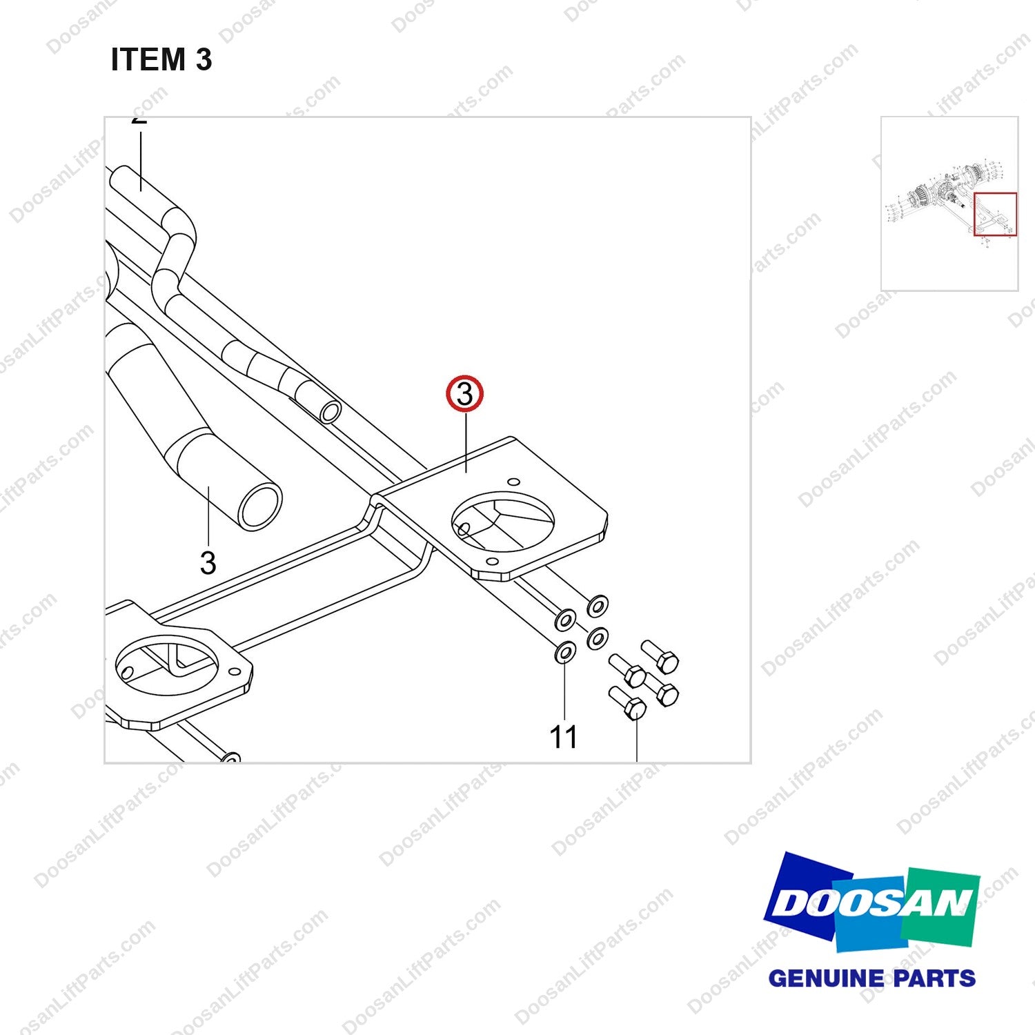 420108-02727 DRIVE AXLE GP;D25S-9_MS - parts diagram, item 3 shown - genuine Doosan / Bobcat forklift part