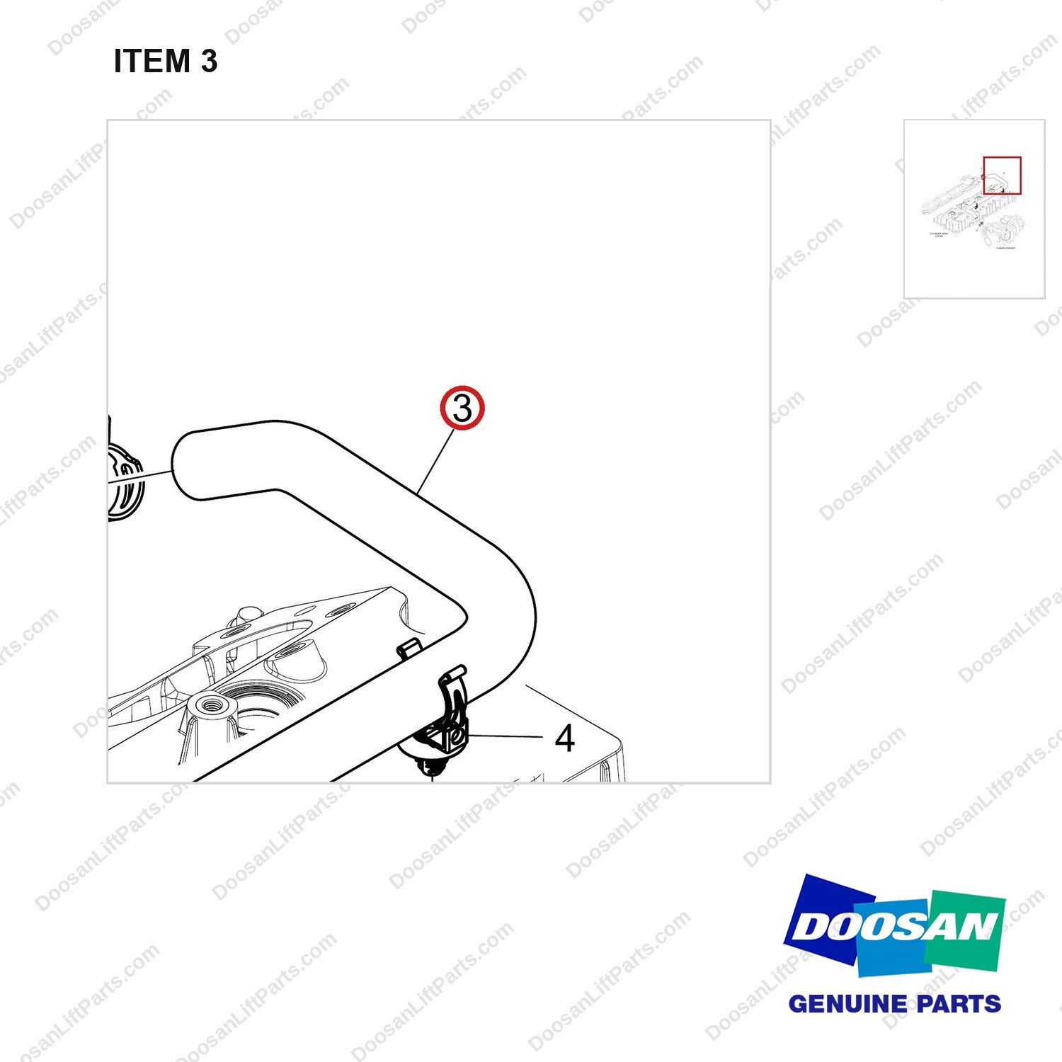 420108-03349 HOSE,RUBBER;DN03,BREATHER - parts diagram, item 3 shown - genuine Doosan / Bobcat forklift part