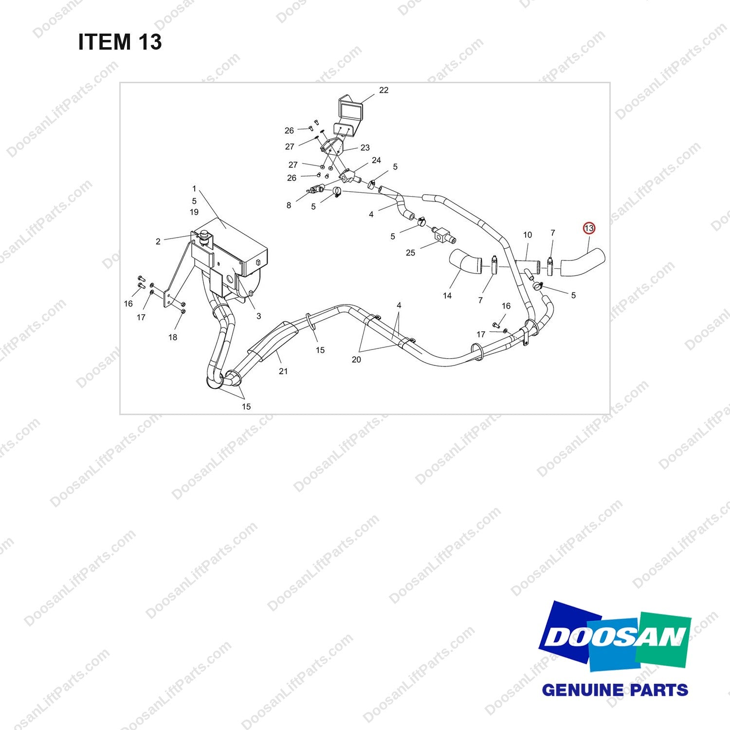 420109-00278 HEATER GROUP;G25P-5 PLUS - full parts diagram, item 13 marked - genuine Doosan / Bobcat forklift part