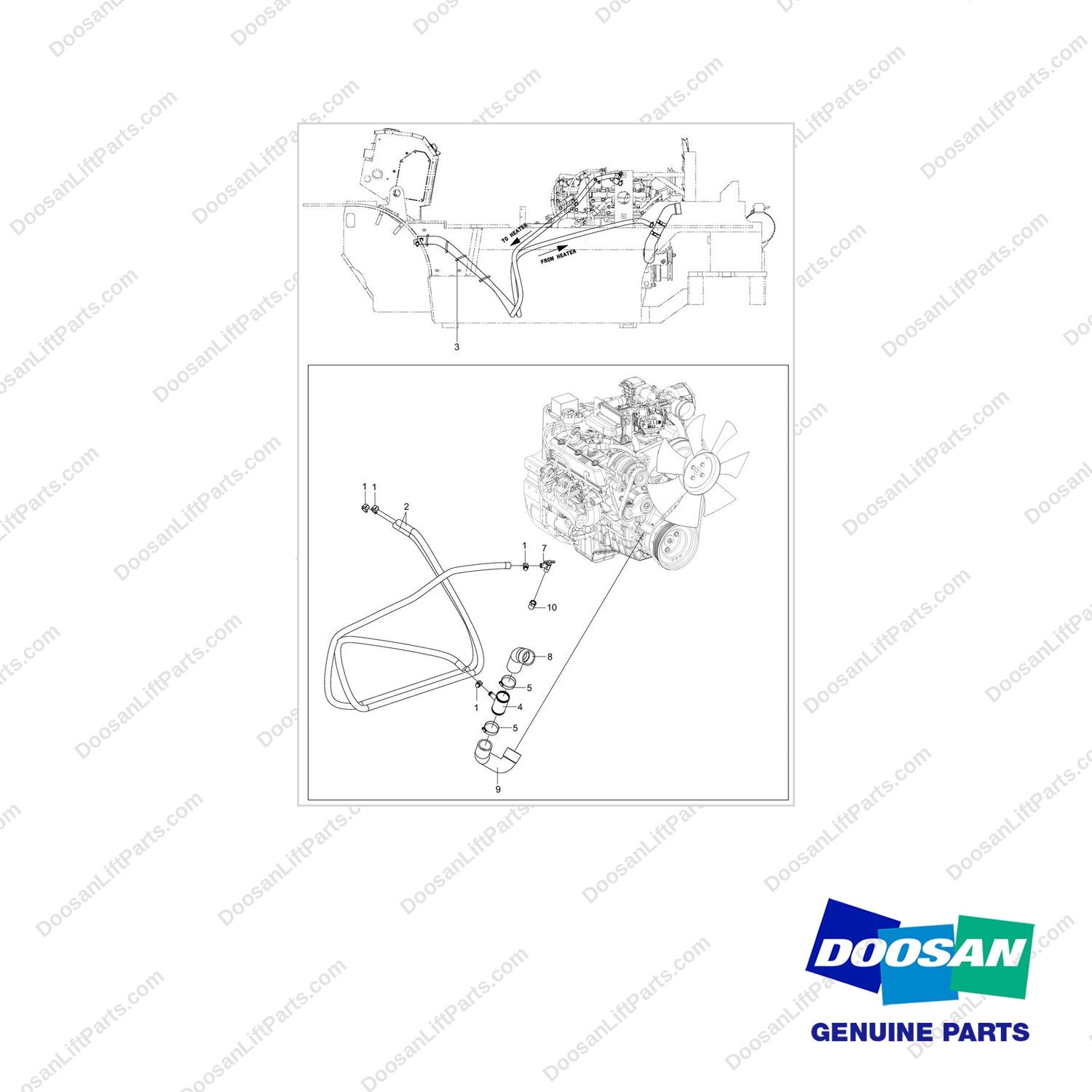 420109-01463 OPTION-HEATER MTG GROUP;INHOUSE - full parts diagram - genuine Doosan / Bobcat forklift part