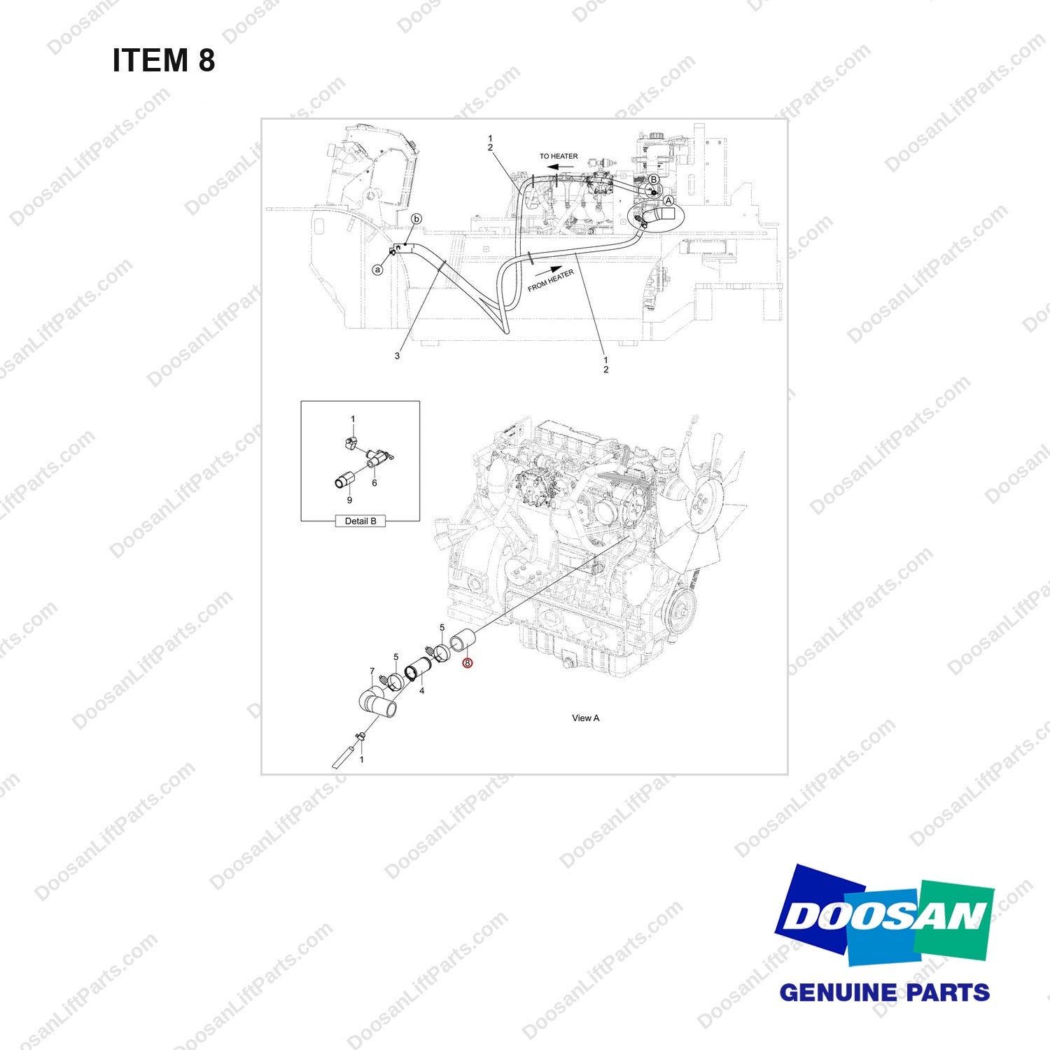 420109-01548 OPTION-HEATER MTG GROUP - full parts diagram, item 8 marked - genuine Doosan / Bobcat forklift part