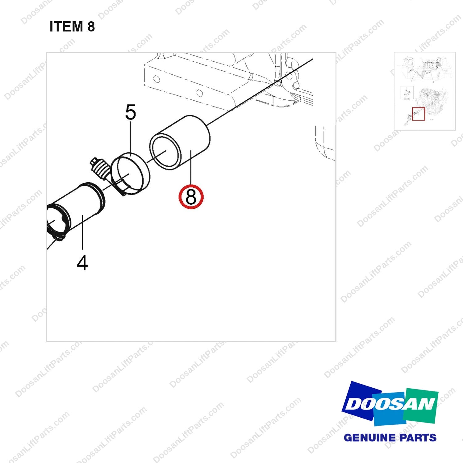 420109-01548 OPTION-HEATER MTG GROUP - parts diagram, item 8 shown - genuine Doosan / Bobcat forklift part
