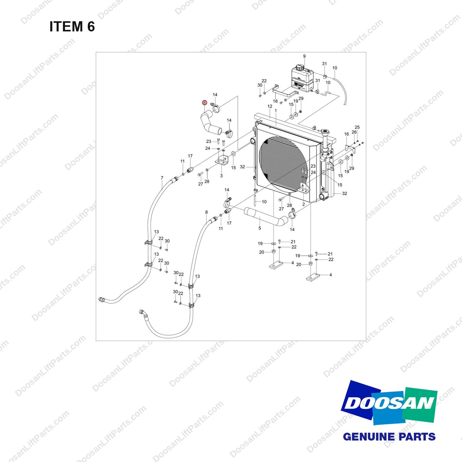 420109-01687 RADIATOR GROUP;GC45S-9(KUBOTA) - full parts diagram, item 6 marked - genuine Doosan / Bobcat forklift part