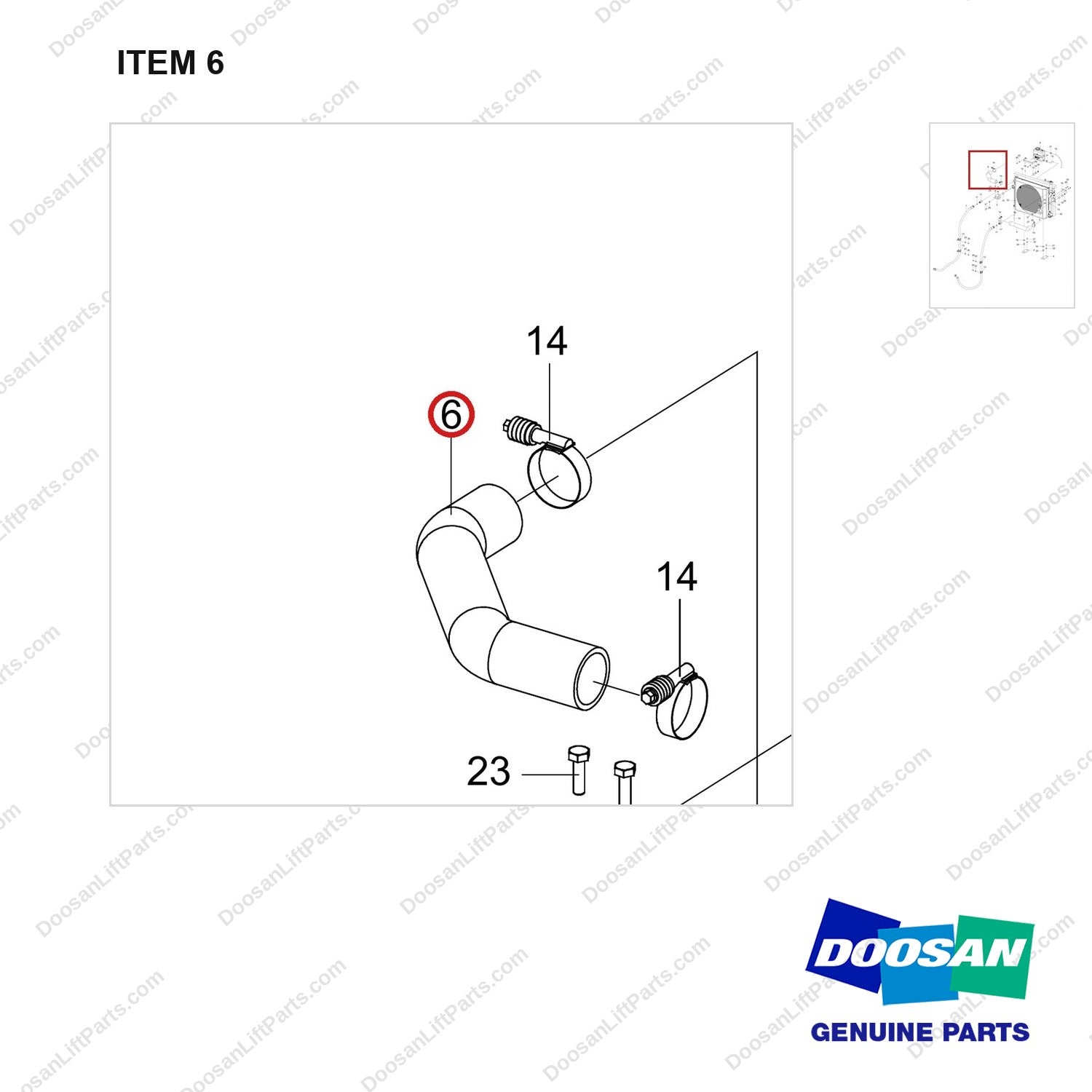 420109-01687 RADIATOR GROUP;GC45S-9(KUBOTA) - parts diagram, item 6 shown - genuine Doosan / Bobcat forklift part