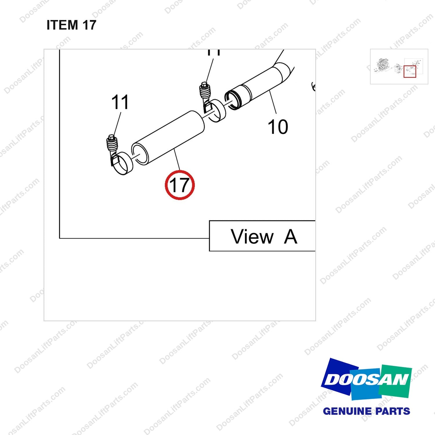 420109-02105 UREA GP;LINE - parts diagram, item 17 shown - genuine Doosan / Bobcat forklift part