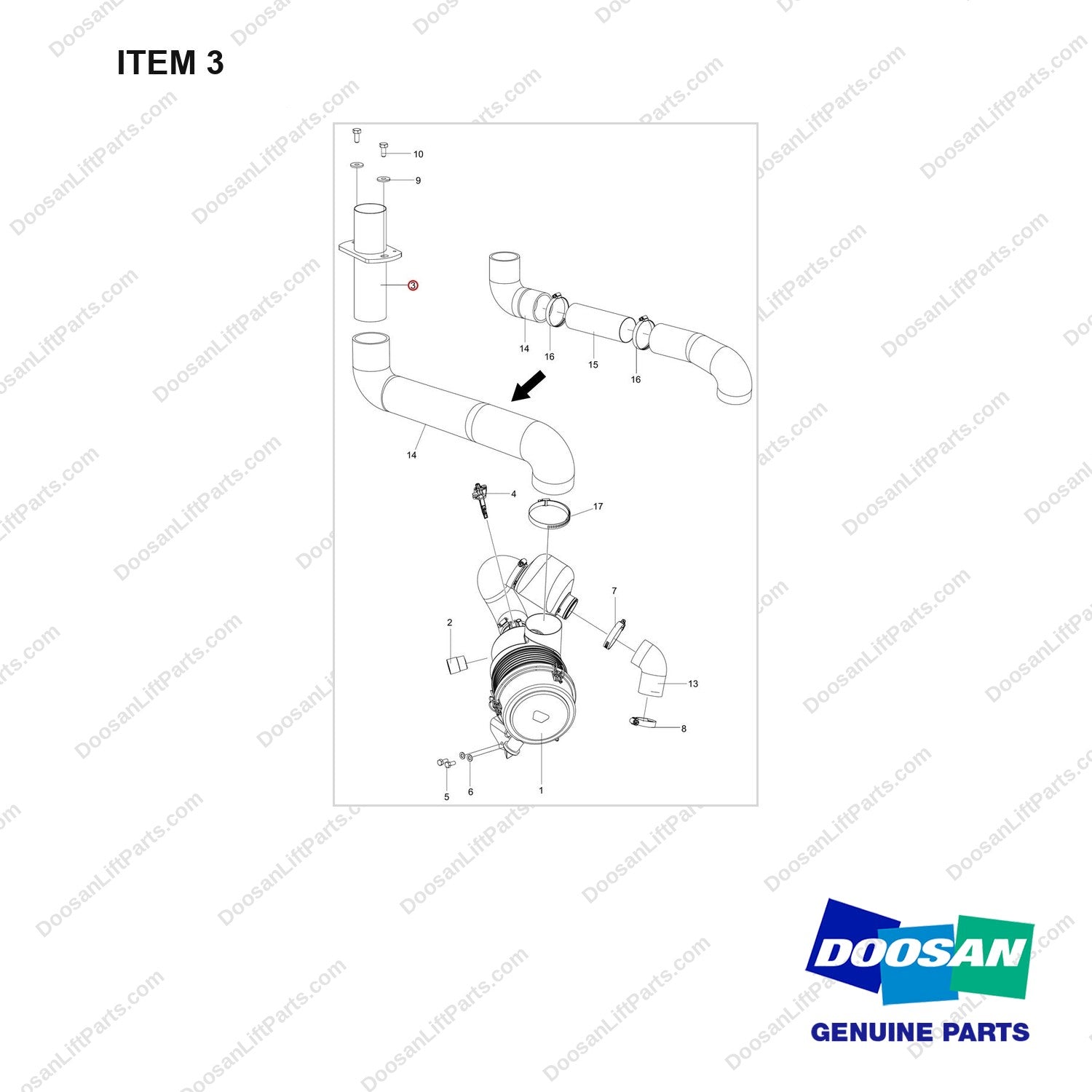 420202-00839 AIR CLEANER GP;D25S-9 - full parts diagram, item 3 marked - genuine Doosan / Bobcat forklift part