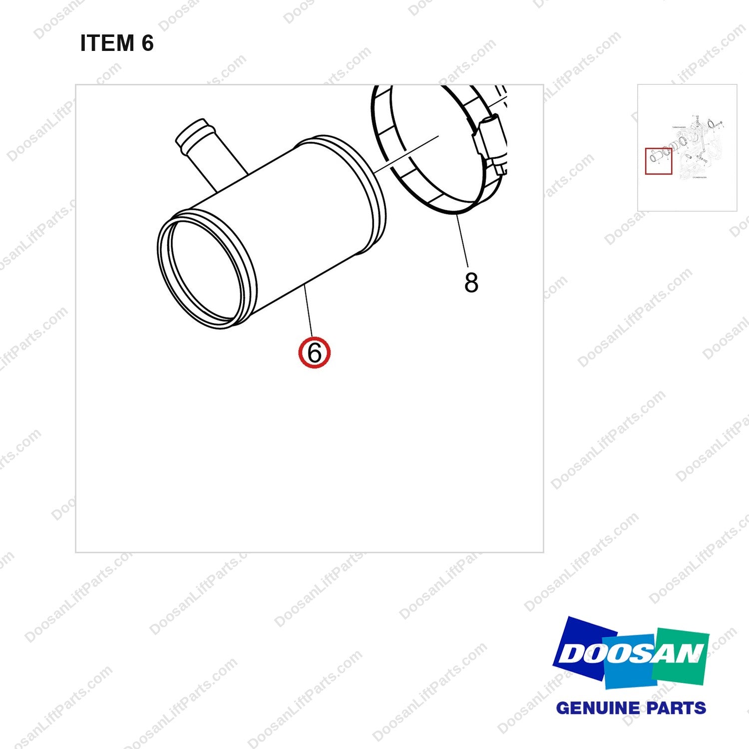 420202-01165 CHARGER KIT,TURBO;DN03 - parts diagram, item 6 shown - genuine Doosan / Bobcat forklift part