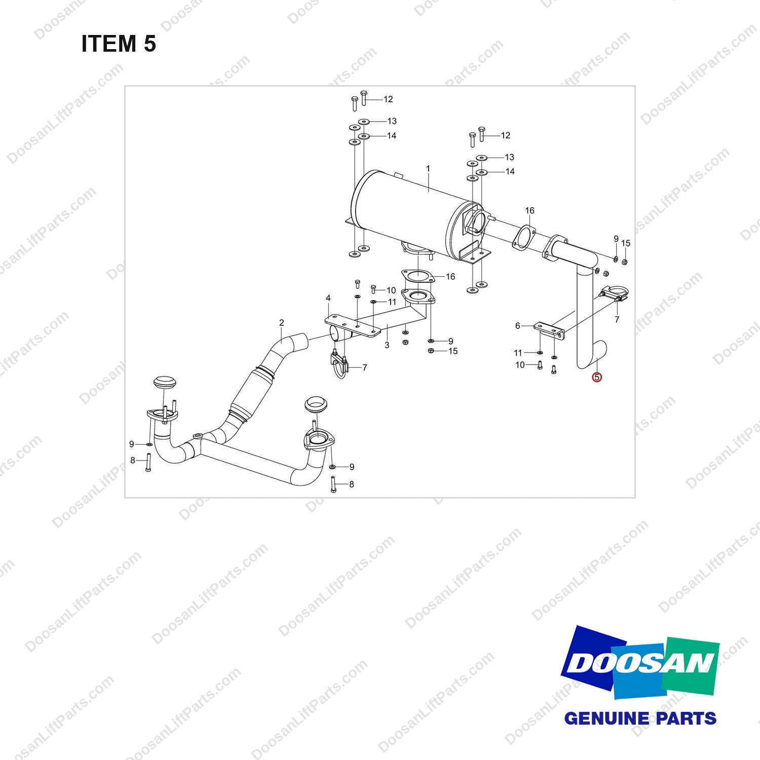 420203-00912 MUFFLER GROUP;EXHAUST,GC45S-9 - full parts diagram, item 5 marked - genuine Doosan / Bobcat forklift part