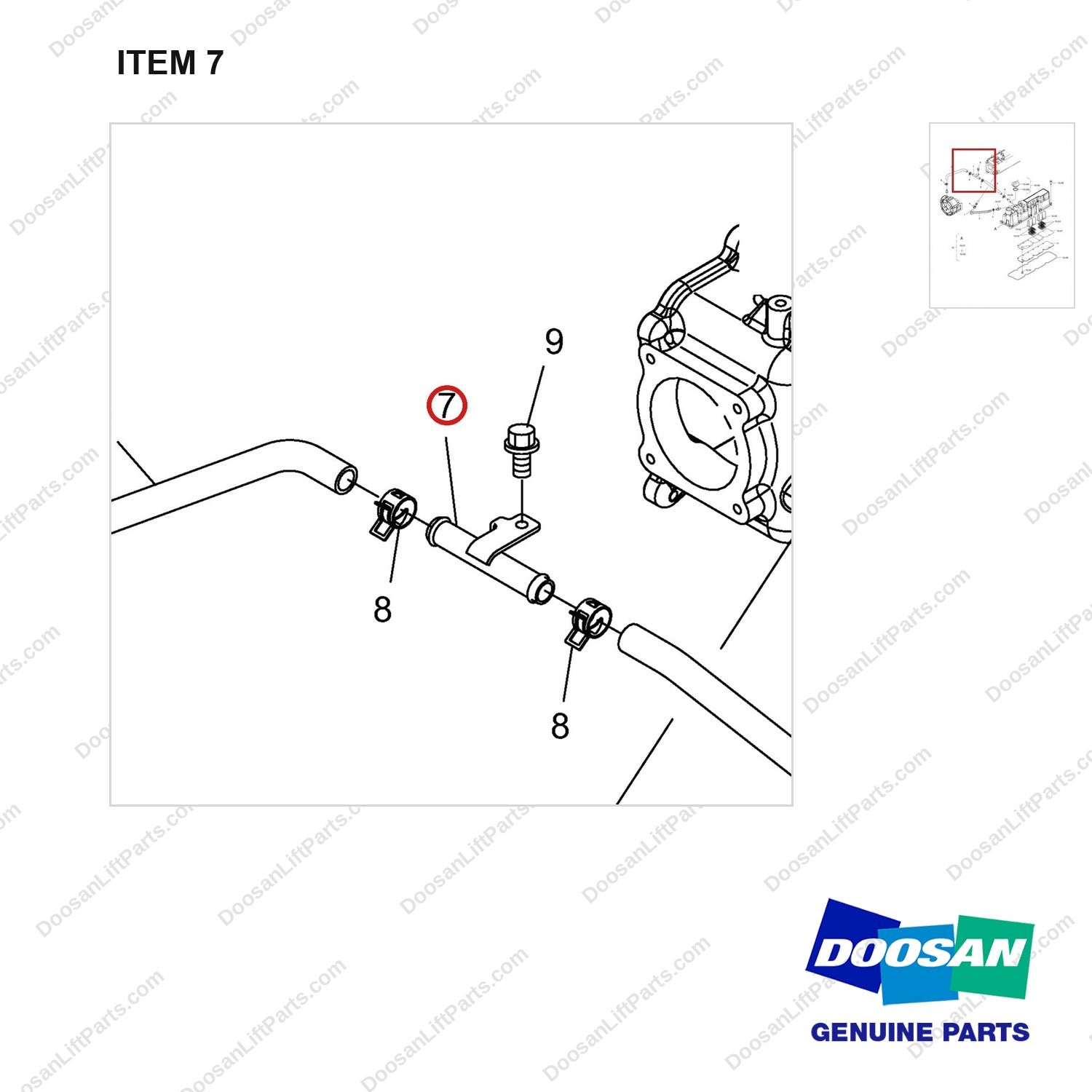 420207-06332 HEAD COVER GP - parts diagram, item 7 shown - genuine Doosan / Bobcat forklift part