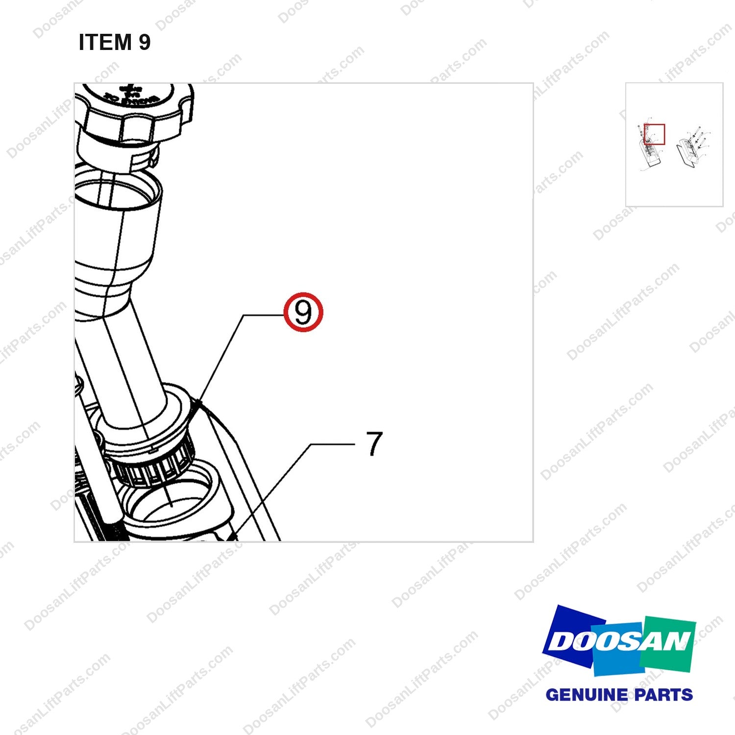 420210-02712 VALVE;COVER GROUP_PSI 4.3L - parts diagram, item 9 shown - genuine Doosan / Bobcat forklift part