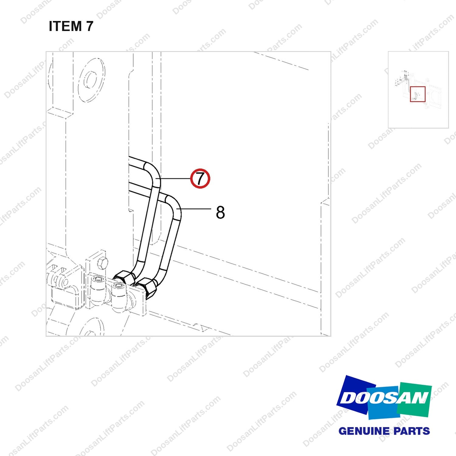 420214-00761 LINES GP,ATT;SEC(LH)-3WAY,STD - parts diagram, item 7 shown - genuine Doosan / Bobcat forklift part