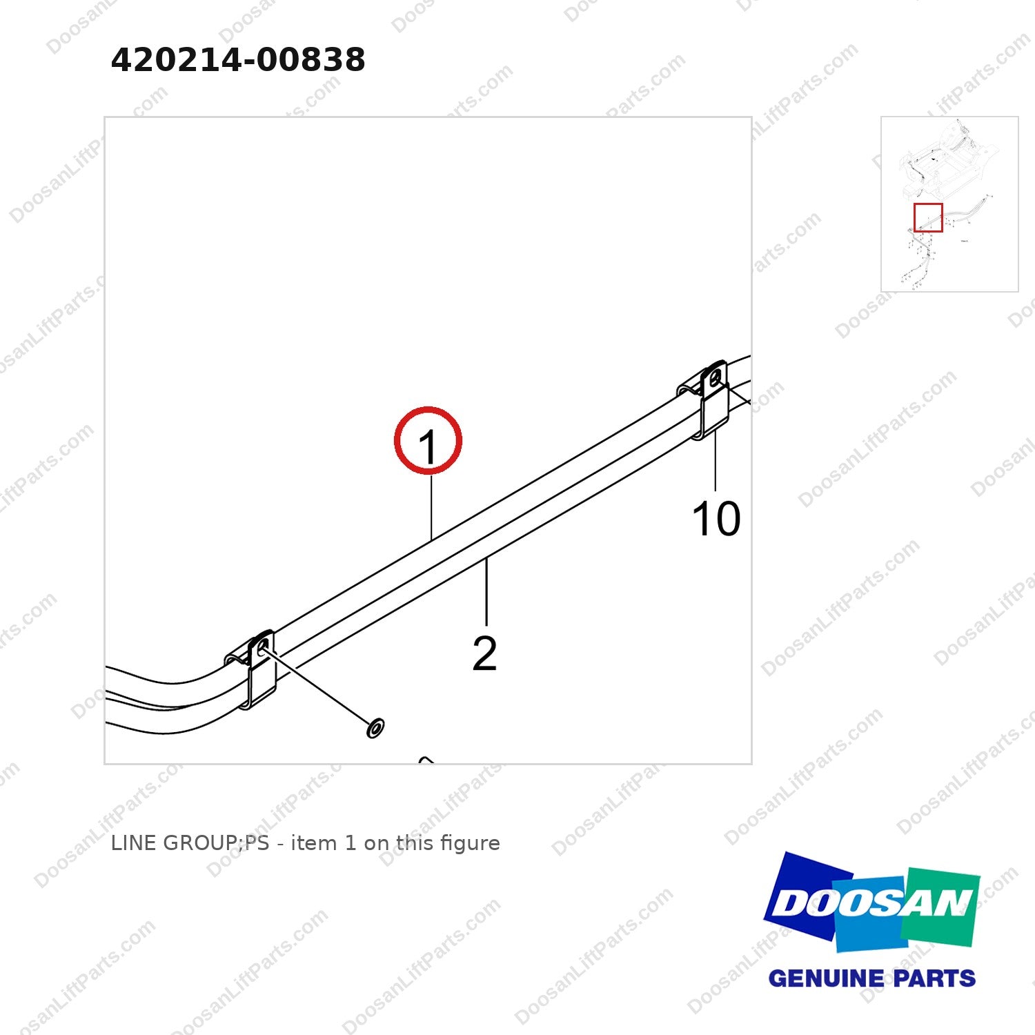 420214-00838 LINE GROUP;PS - parts diagram, item 1 shown - genuine Doosan / Bobcat forklift part