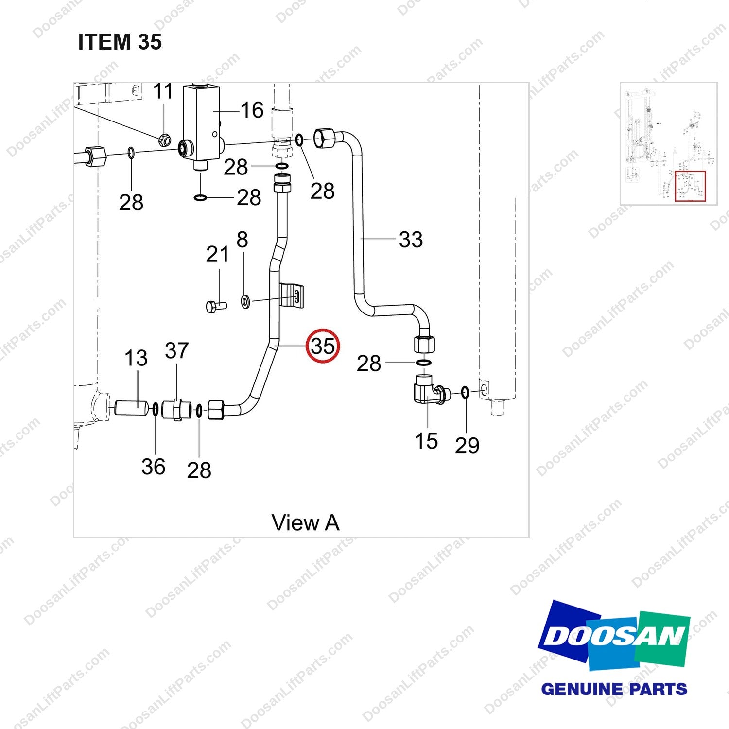 420214-01173 MOUNT GROUP;LIFT&TILT,FFL - parts diagram, item 35 shown - genuine Doosan / Bobcat forklift part