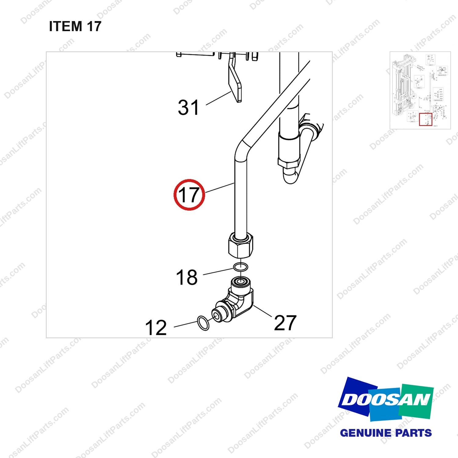 420214-01254 MOUNT GROUP;LIFT,FFT - parts diagram, item 17 shown - genuine Doosan / Bobcat forklift part
