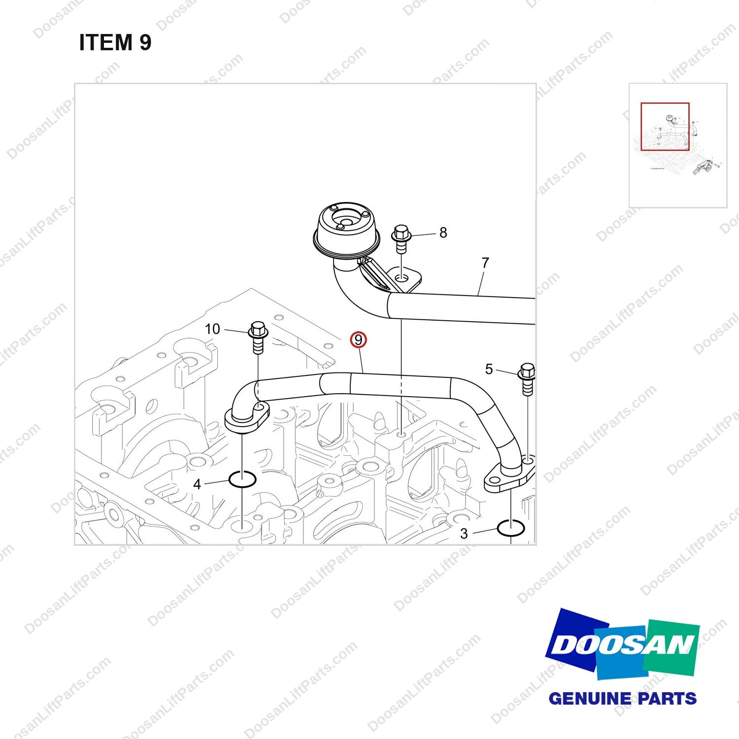 420214-01389A PUMP ASSY,OIL;DN03 - parts diagram, item 9 shown - genuine Doosan / Bobcat forklift part
