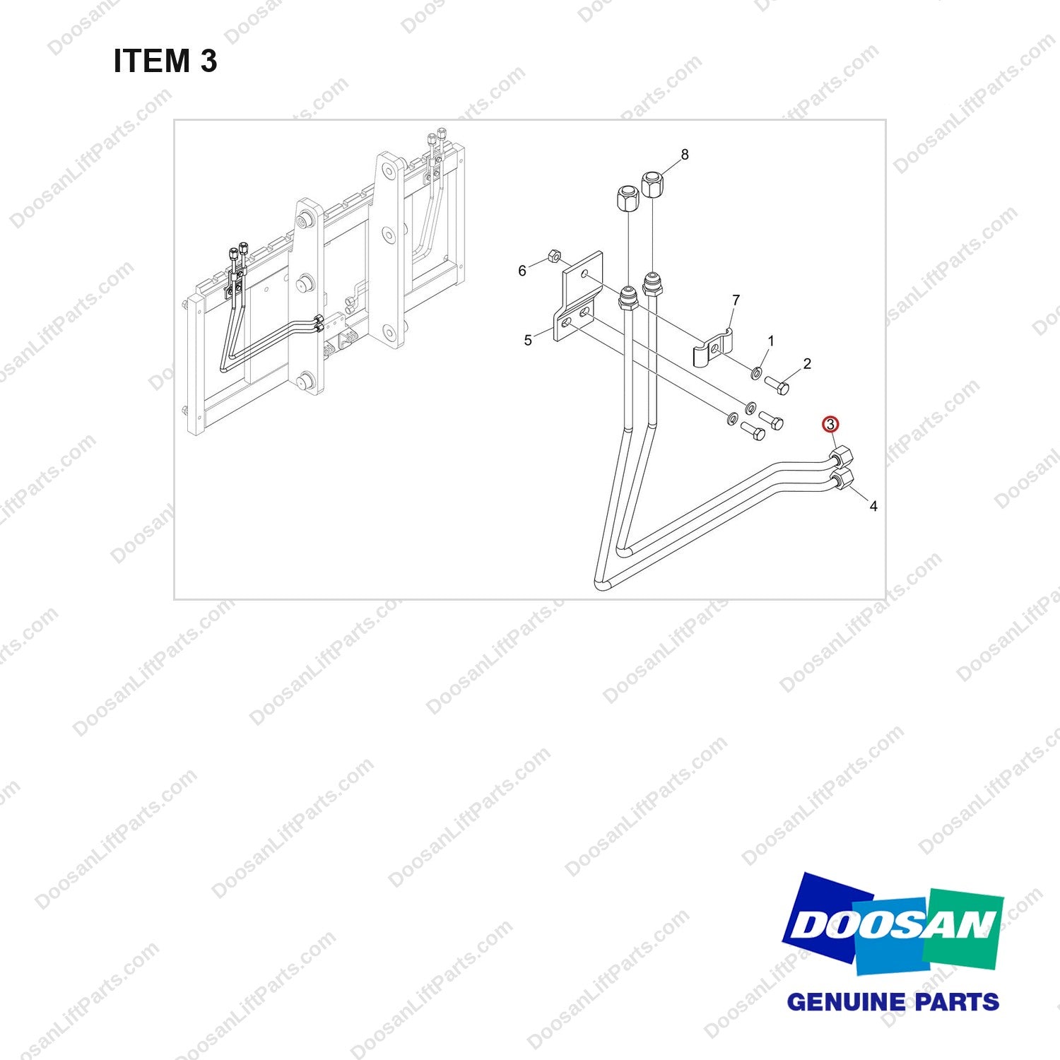 420214-01516 LINES GP,ATT;SEC-3WAY,LH,FFL&FFT - full parts diagram, item 3 marked - genuine Doosan / Bobcat forklift part