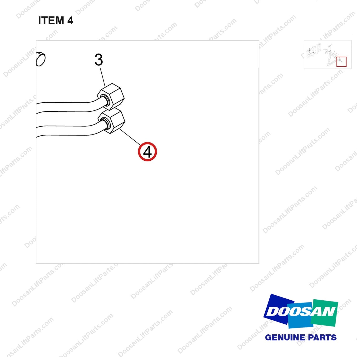 420214-01517 LINES GP,ATT;SEC-3WAY,LH,FFL&FFT - parts diagram, item 4 shown - genuine Doosan / Bobcat forklift part