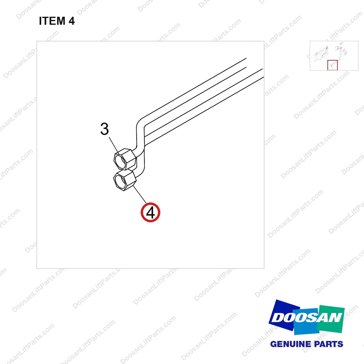 420214-01580 LINES GP,ATT;SEC-3WAY,RH,FFL&FFT - parts diagram, item 4 shown - genuine Doosan / Bobcat forklift part