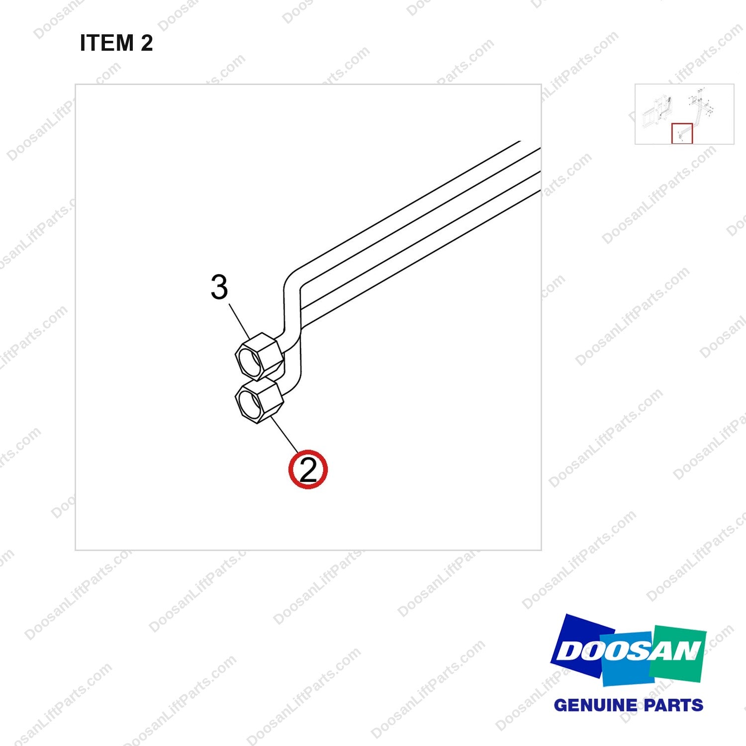 420214-01587 LINE GROUP,ATTACHMENT;FFL,FFT,SEC-3WAY(RH) - parts diagram, item 2 shown - genuine Doosan / Bobcat forklift part