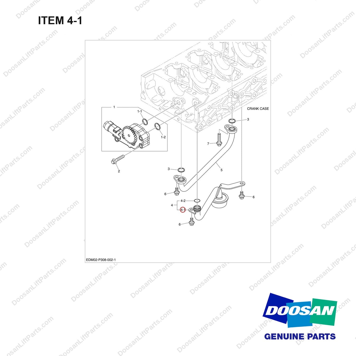 420218-00594B OIL PUMP - full parts diagram, item 4-1 marked - genuine Doosan / Bobcat forklift part