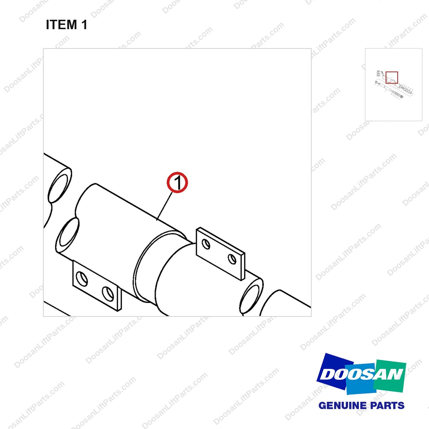 420402-00217 CYLINDER GROUP,LIFT;SEC-3700, D45S - parts diagram, item 1 shown - genuine Doosan / Bobcat forklift part