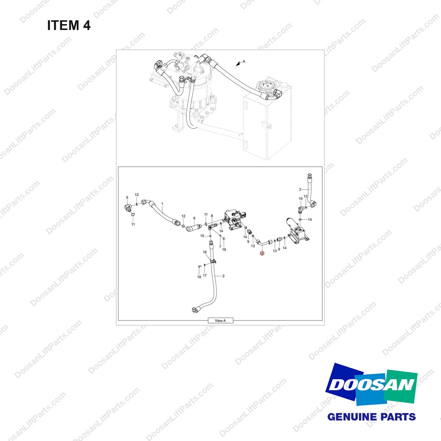 420406-03146 LINES;MAST OPERATION - full parts diagram, item 4 marked - genuine Doosan / Bobcat forklift part