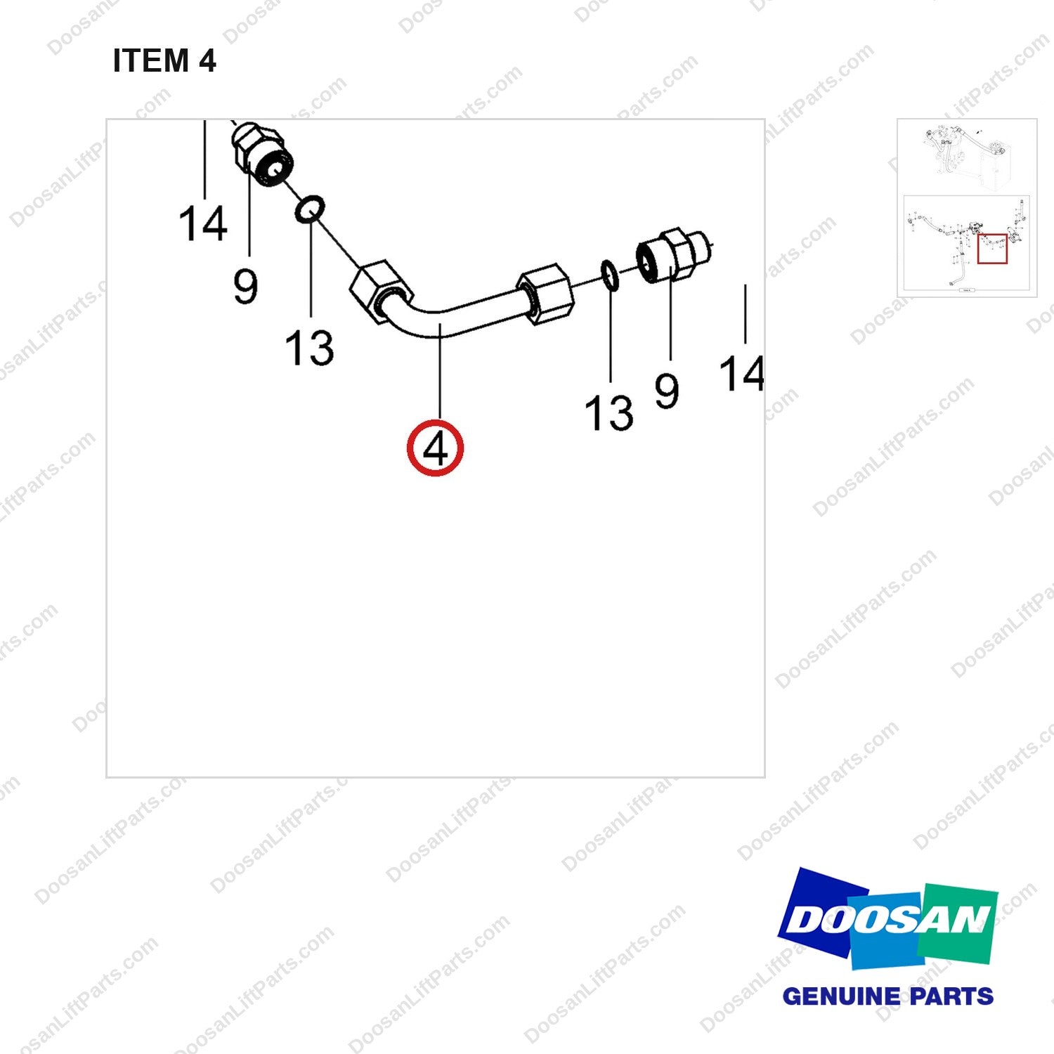 420406-03146 LINES;MAST OPERATION - parts diagram, item 4 shown - genuine Doosan / Bobcat forklift part