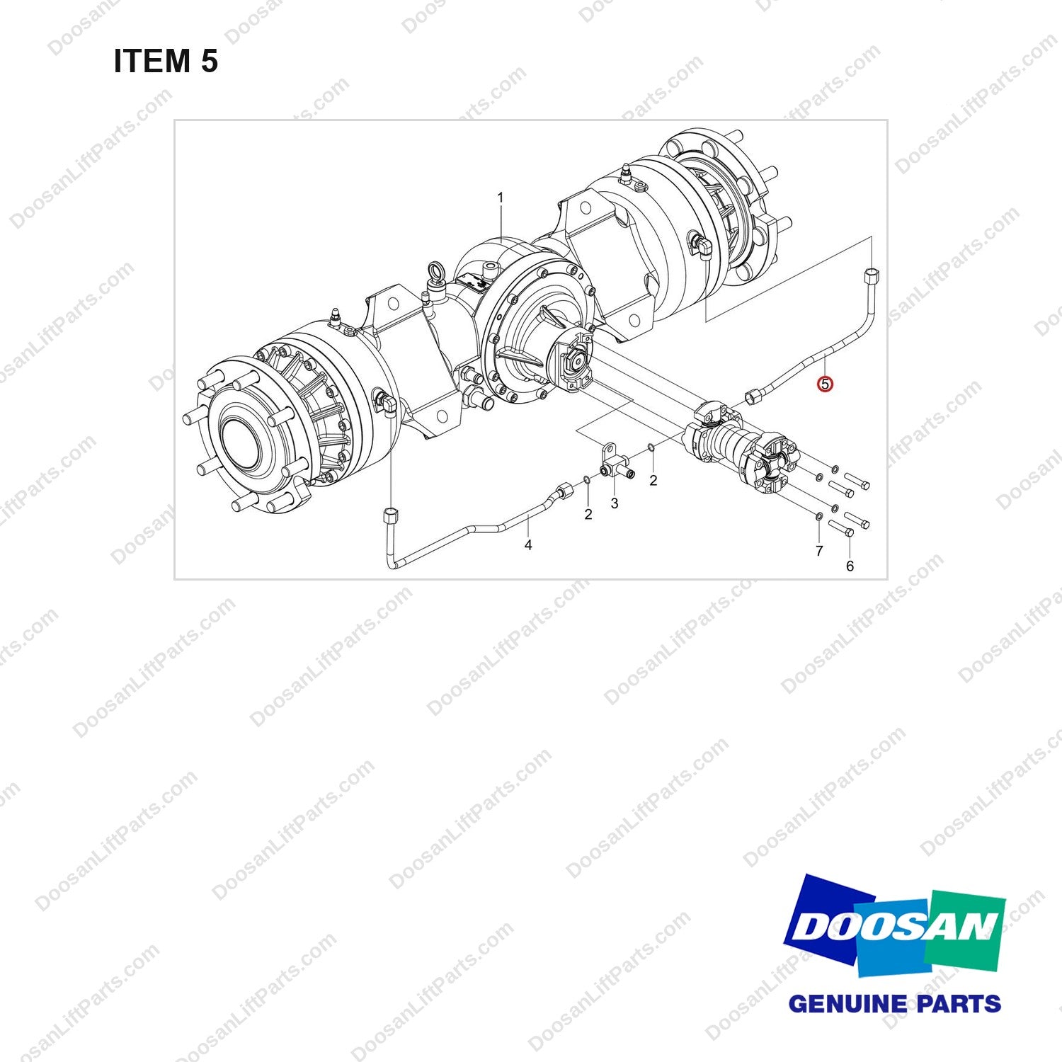 420406-03303 AXLE GROUP,DRIVE;MD40A - full parts diagram, item 5 marked - genuine Doosan / Bobcat forklift part