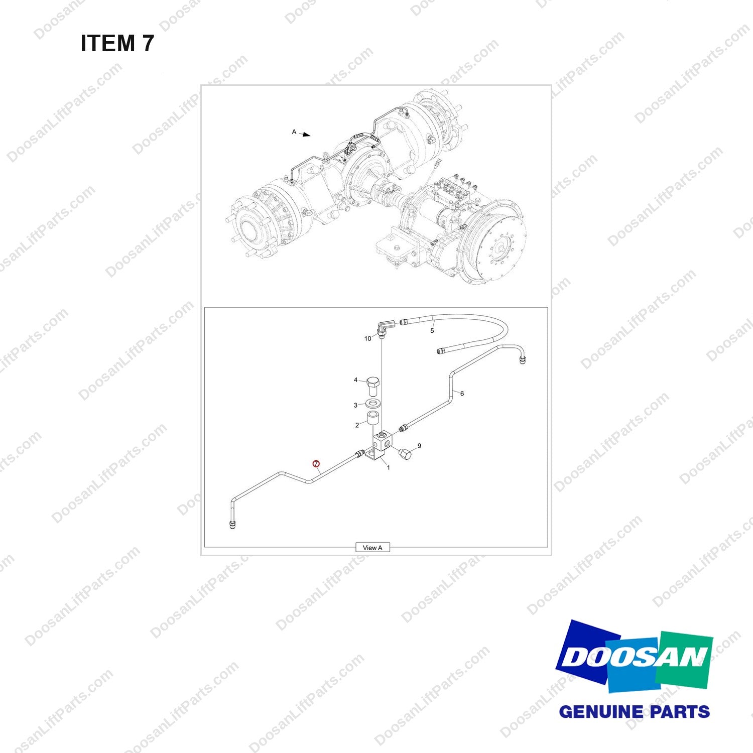 420406-03409 SERVICE BRAKE GP;D40S-9 - full parts diagram, item 7 marked - genuine Doosan / Bobcat forklift part