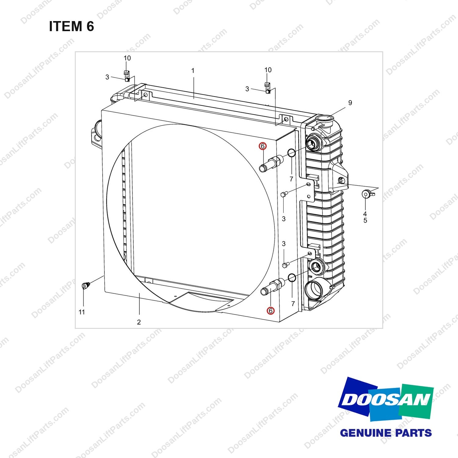 430201-02261 RADIATOR ASSY;GC15 - full parts diagram, item 6 marked - genuine Doosan / Bobcat forklift part