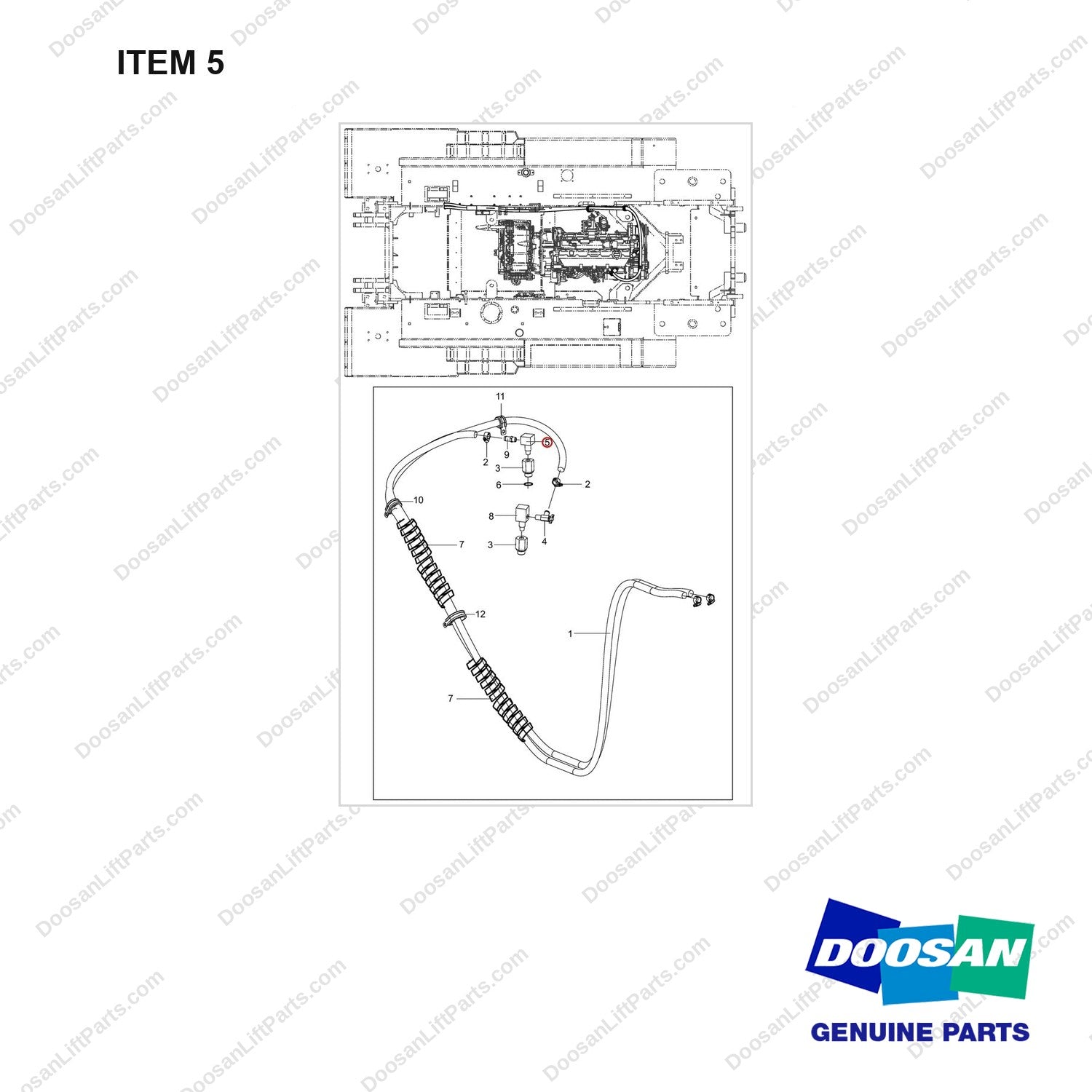 430201-02300 CH/OV AR;HEATER GROUP T-3 - full parts diagram, item 5 marked - genuine Doosan / Bobcat forklift part