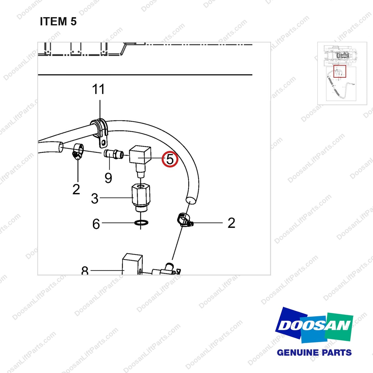 430201-02300 CH/OV AR;HEATER GROUP T-3 - parts diagram, item 5 shown - genuine Doosan / Bobcat forklift part