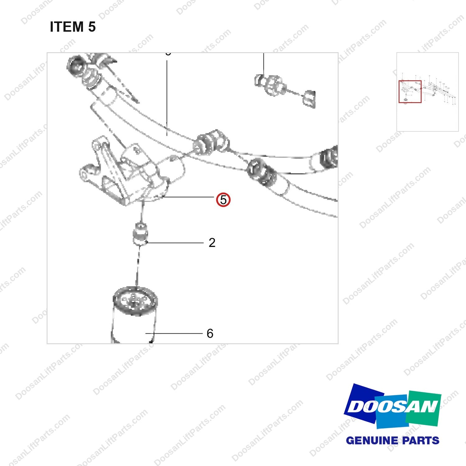 430201-02420 FILTER,OIL;GROUP - REMOTE - parts diagram, item 5 shown - genuine Doosan / Bobcat forklift part