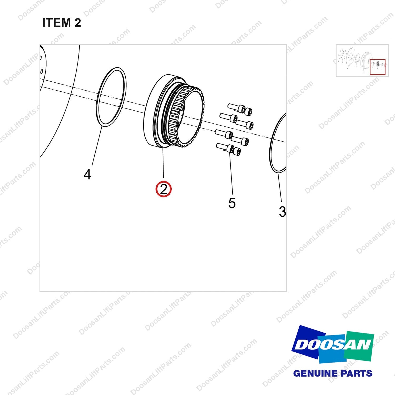 430201-02548 CONVERTER ASSY,TORQUE - parts diagram, item 2 shown - genuine Doosan / Bobcat forklift part