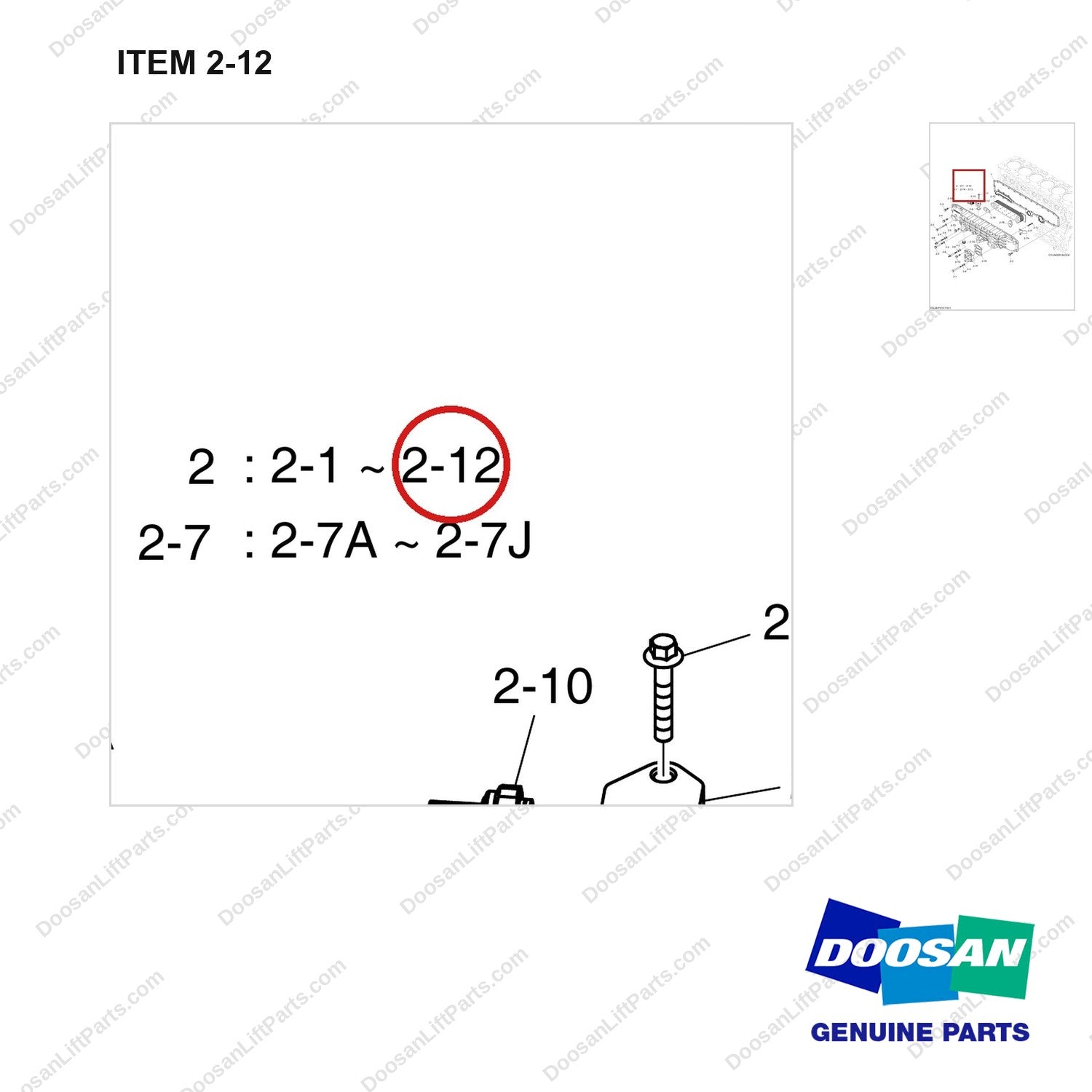 430201-02701 OIL COOLER - parts diagram, item 2-12 shown - genuine Doosan / Bobcat forklift part