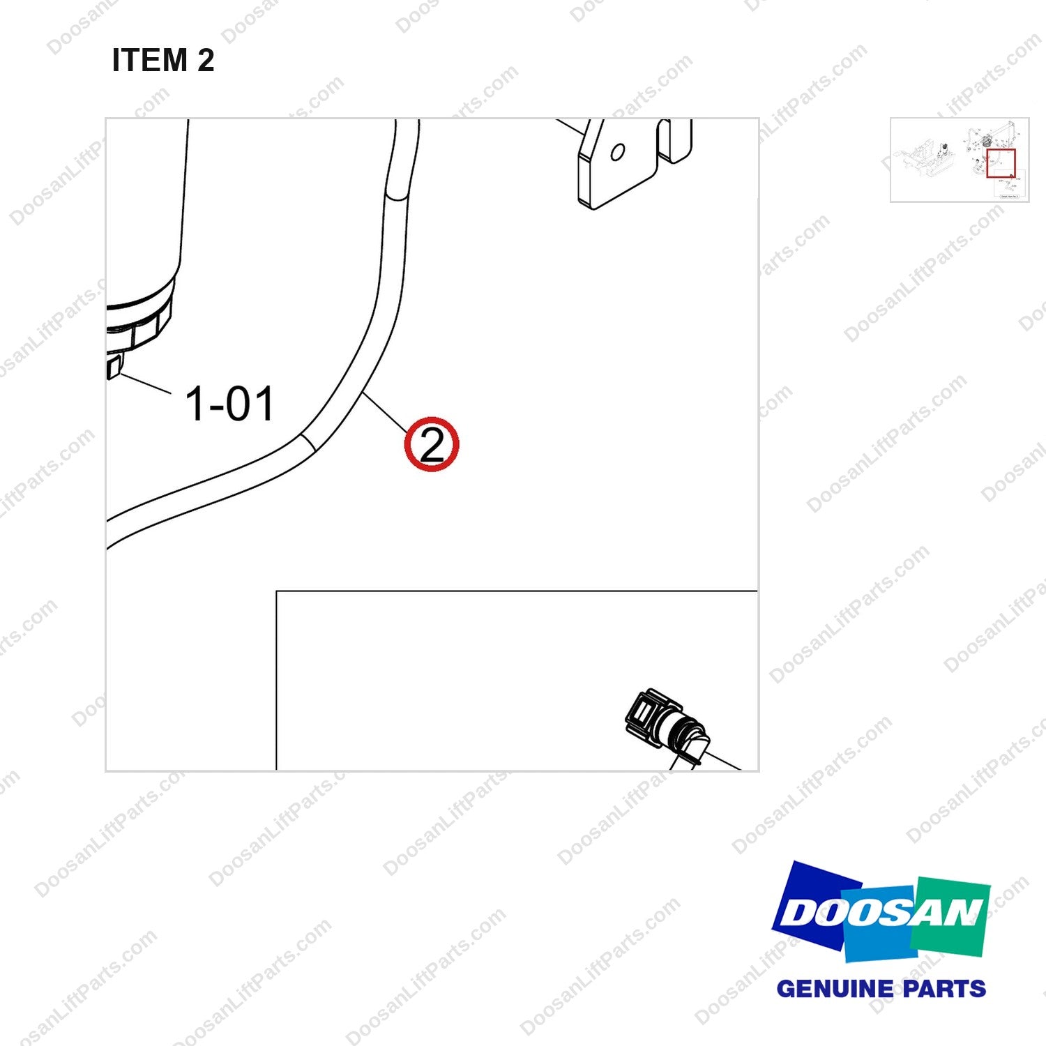 430208-01260 FUEL SYSTEM GP;SINGLE FILTER - parts diagram, item 2 shown - genuine Doosan / Bobcat forklift part