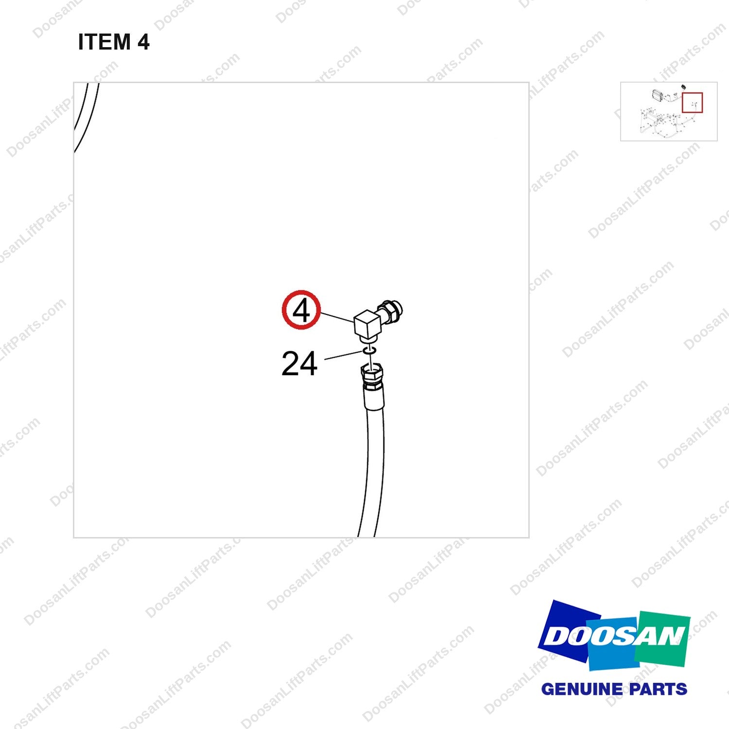 430213-00824 ADDITIONAL HYD COOLER GP - parts diagram, item 4 shown - genuine Doosan / Bobcat forklift part
