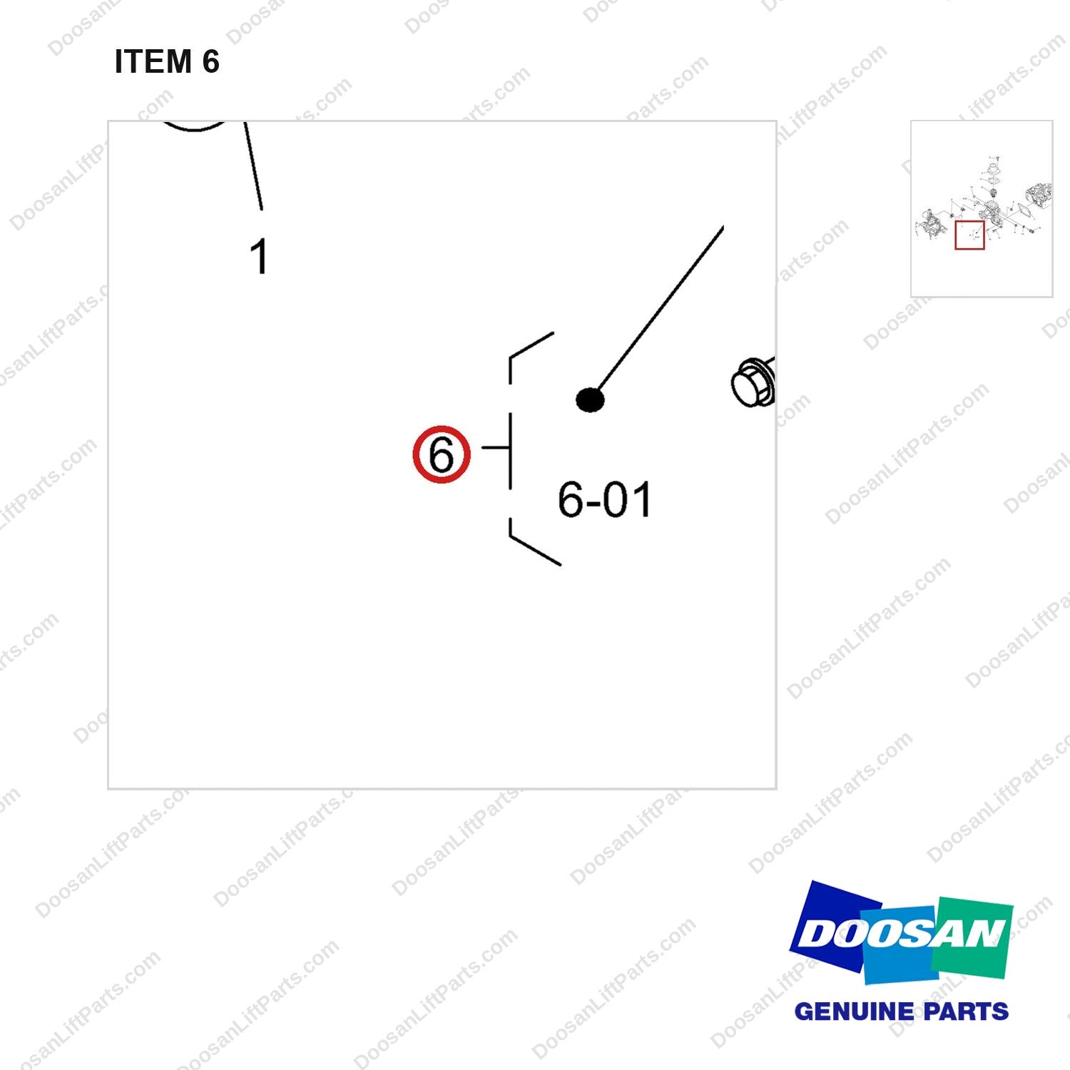 430215-02249 WATER FLANGE AND THERMOSTAT GP - parts diagram, item 6 shown - genuine Doosan / Bobcat forklift part