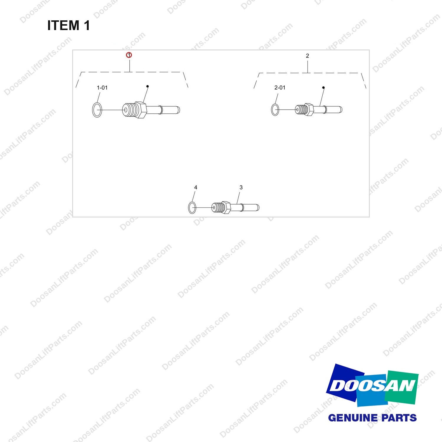 430216-00755 JOINT ASSY;WG3800 PN DF; ACCESSORIES AND - full parts diagram, item 1 marked - genuine Doosan / Bobcat forklift part