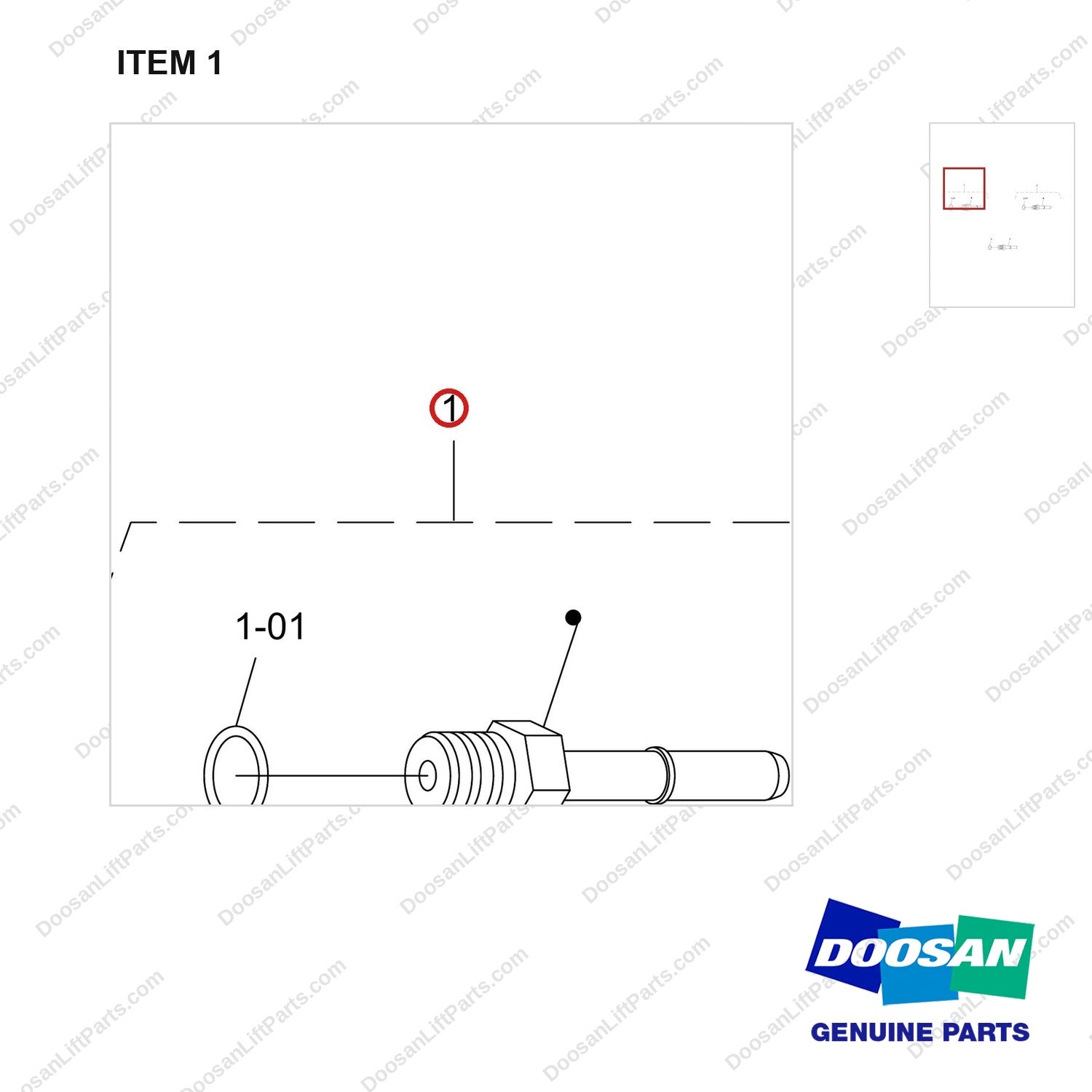 430216-00755 JOINT ASSY;WG3800 PN DF; ACCESSORIES AND - parts diagram, item 1 shown - genuine Doosan / Bobcat forklift part