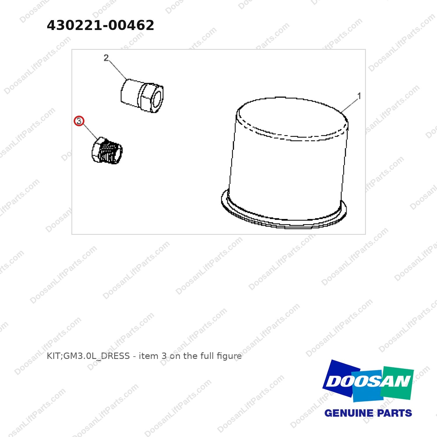 430221-00462 KIT;GM3.0L_DRESS - full parts diagram, item 3 marked - genuine Doosan / Bobcat forklift part