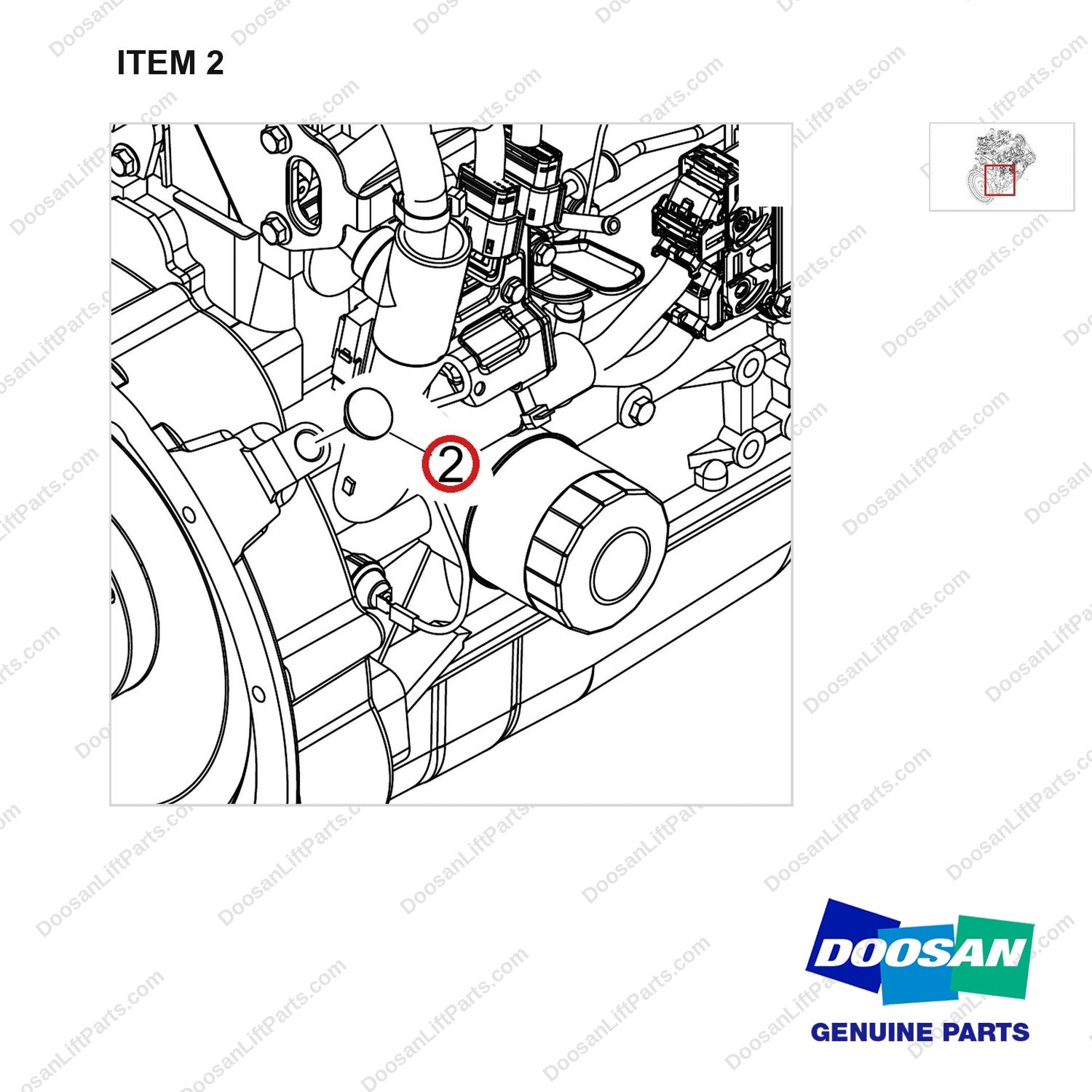 430221-01140 ENGINE AR;G25S-9,GCT GK25 CERT DF - parts diagram, item 2 shown - genuine Doosan / Bobcat forklift part