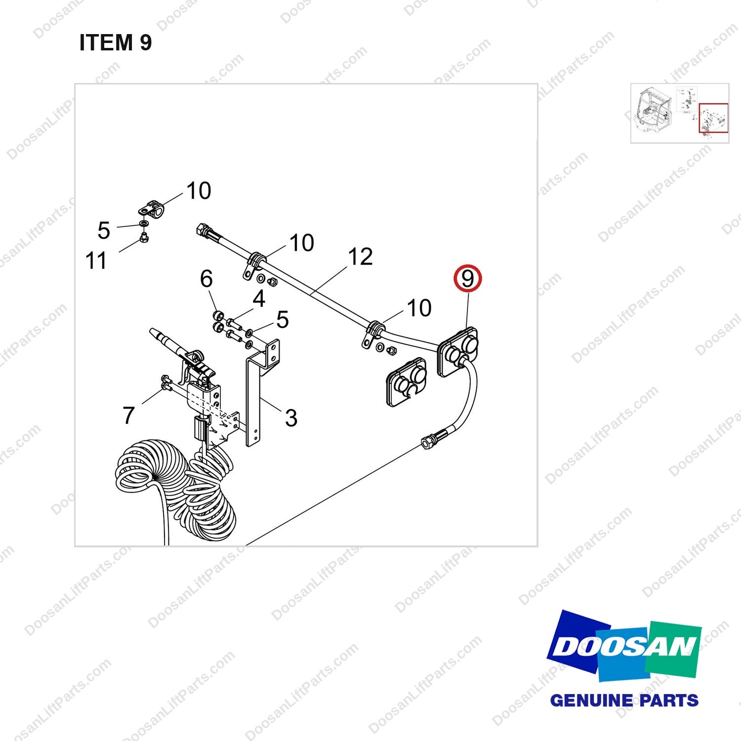 430221-02356 AIR GUN;CABIN - parts diagram, item 9 shown - genuine Doosan / Bobcat forklift part